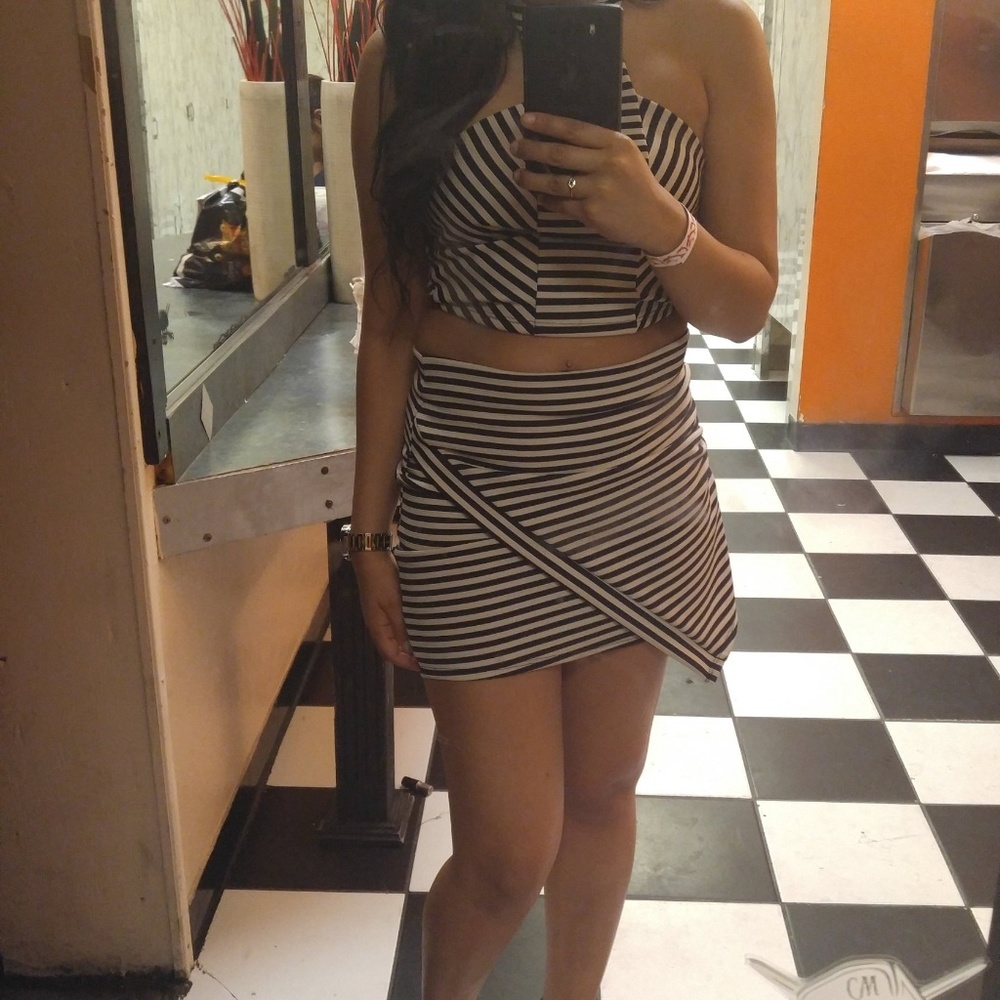 2 piece crop top and skirt